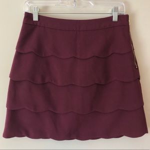 H&M Scalloped Burgundy Skirt